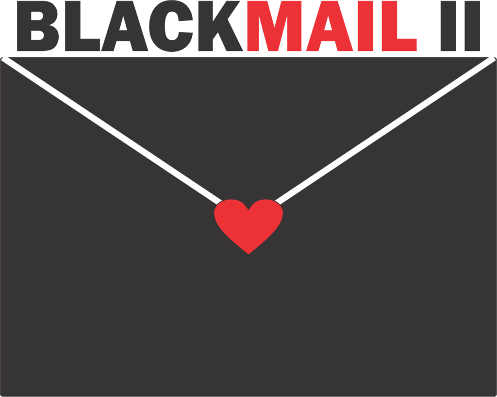 a black envelope with a red heart