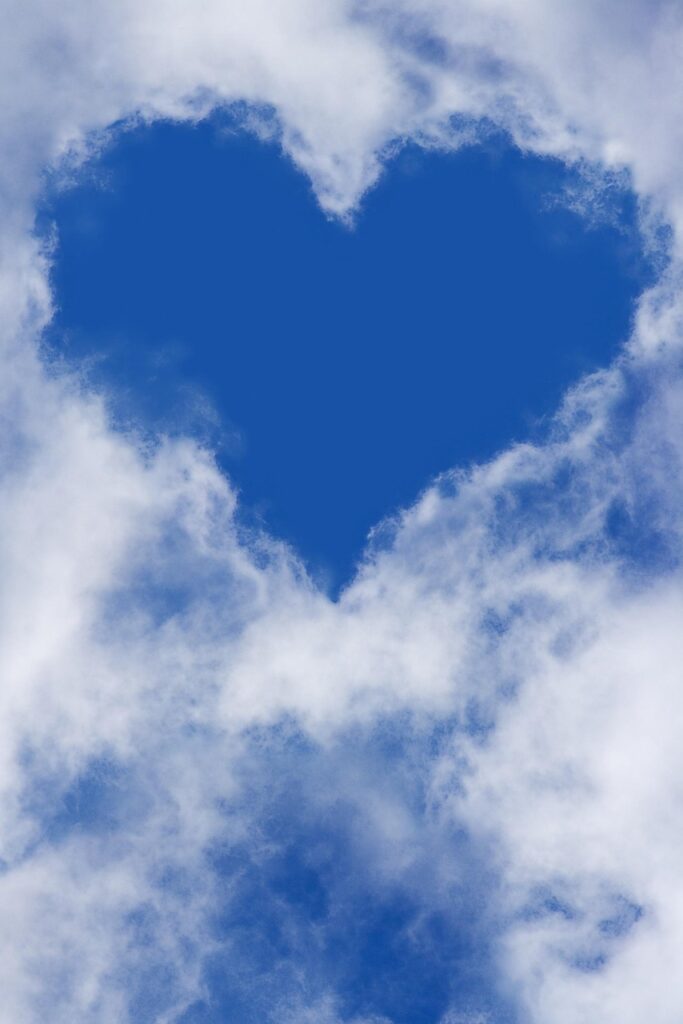 heart, clouds, sky, blue sky, love, atmosphere, background, sky background, beautiful wallpaper, aesthetic wallpaper, nature, phone wallpaper, iphone wallpaper